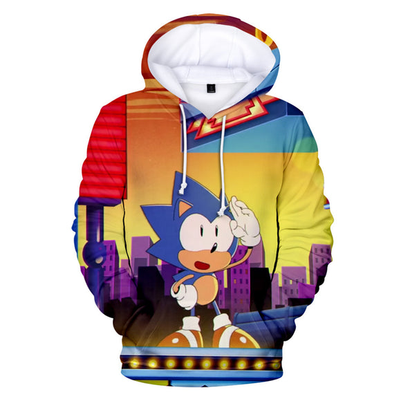 2020 Hot Cartoon Sonic the Hedgehog Orange Jumper Casual Sports Hoodies for Kids Youth Adult