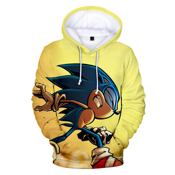 2020 Hot Cartoon Sonic the Hedgehog Yellow Jumper Casual Sports Hoodies for Kids Youth Adult