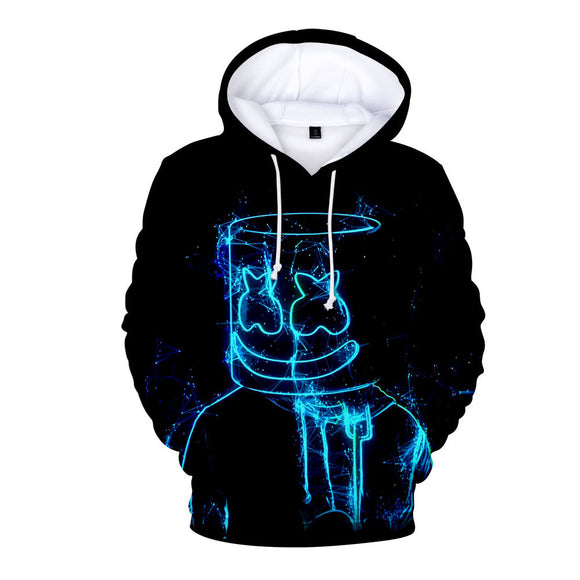 3D Fortnite DJ Marshmello Dark Night Long Sleeve Hoodie for Kids Youth Adult