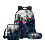 3 Packs Movie The Avengers Casual Backpack + Shoulder Bag + Pencil Bag