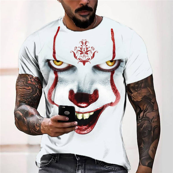 3D Graphic Prints Clown Design Men's T-Shirt Short Sleeve Tops