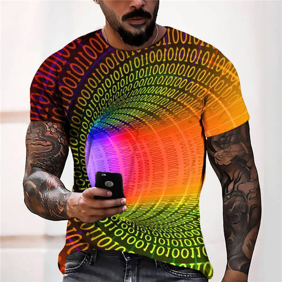 3D Graphic Prints Colorful Tunnel Design Men's T-Shirt Short Sleeve Tops