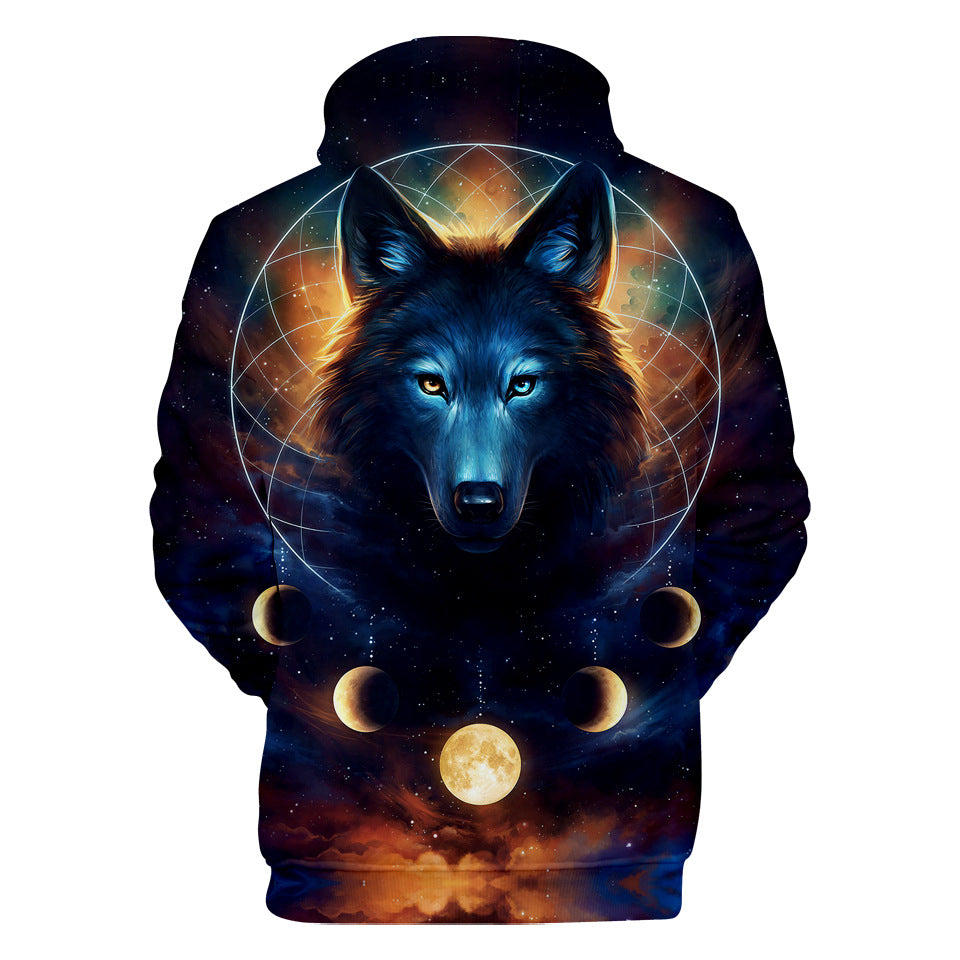 Fashion Wolf Cool 3D Print Halloween Hooded Pullover Coat Jacket