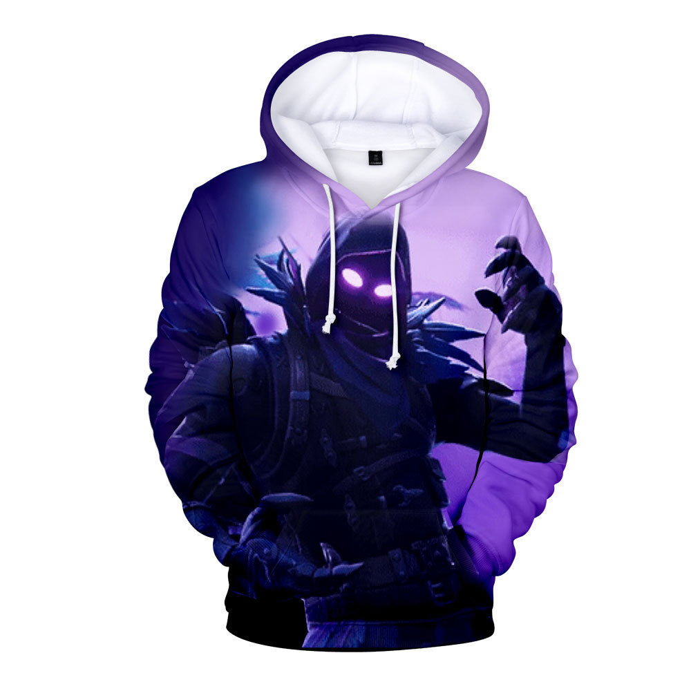 Hot Game Fortnite The Raven Long Sleeve Purple Hoodie for Kids Youth Adult