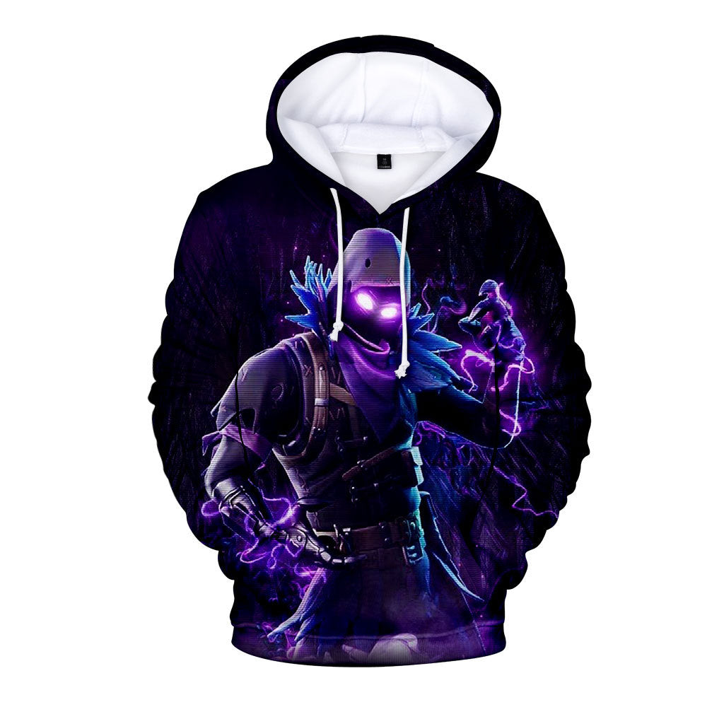 Hot Game Fortnite The Raven Long Sleeve Purple Hoodie for Kids