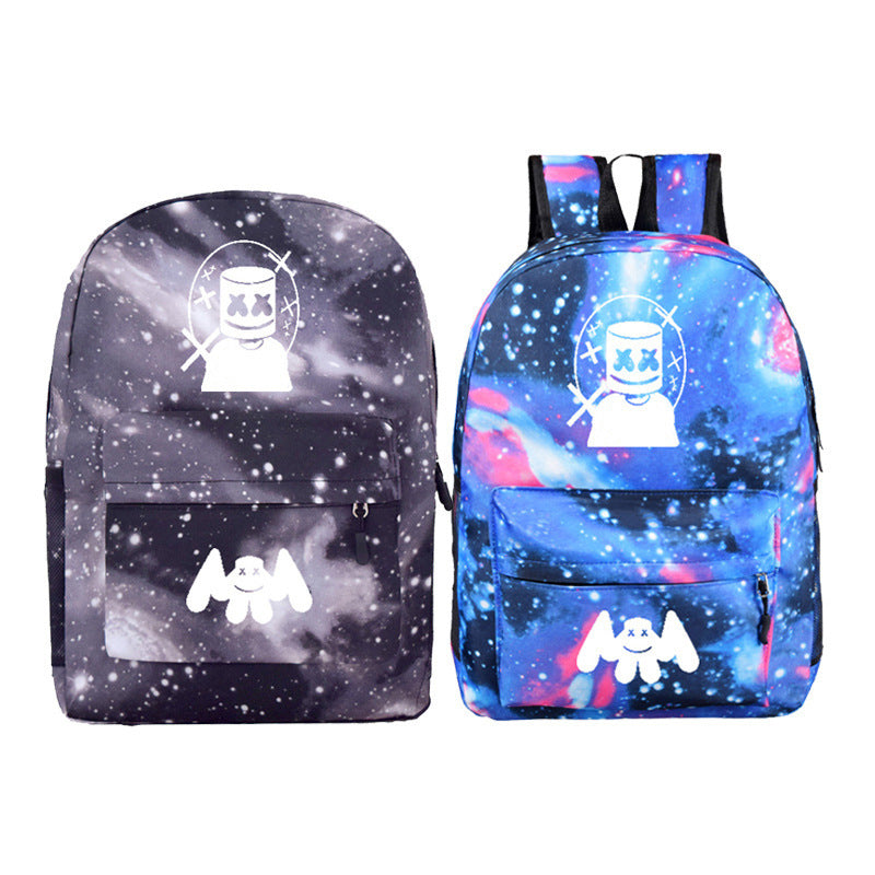 Galaxy Space DJ Marshmello Printed Backpack Canvas School Bags