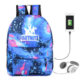 Game Fortnite Printed Galaxy Backpack School Bags with USB Port