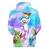 Hot Cartoon Pokemon Go Light Blue Jumper Casual Sports Hoodies for Kids Youth Adult