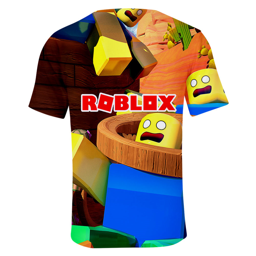 5-9 Years Boys Roblox 3d Printed Summer T-shirt Tops