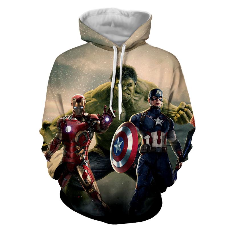 The Avengers Endgame 3D Hoodies Marvel Super Heros Iron Man Hulk Captain American Sweatshirt