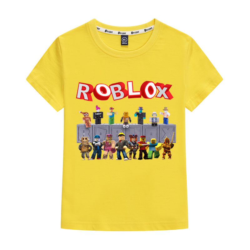 Kids Boys Girls Roblox Print Short Sleeve Crew Neck T-shirt Casual