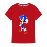 Kids Heavy Cotton T-shirts Cartoon Sonic The Hedgehog Print Short Sleeve Casual Tees Sweatshirt