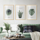 Green Leaves Plant Wall Watercolor Art Prints Canvas Poster