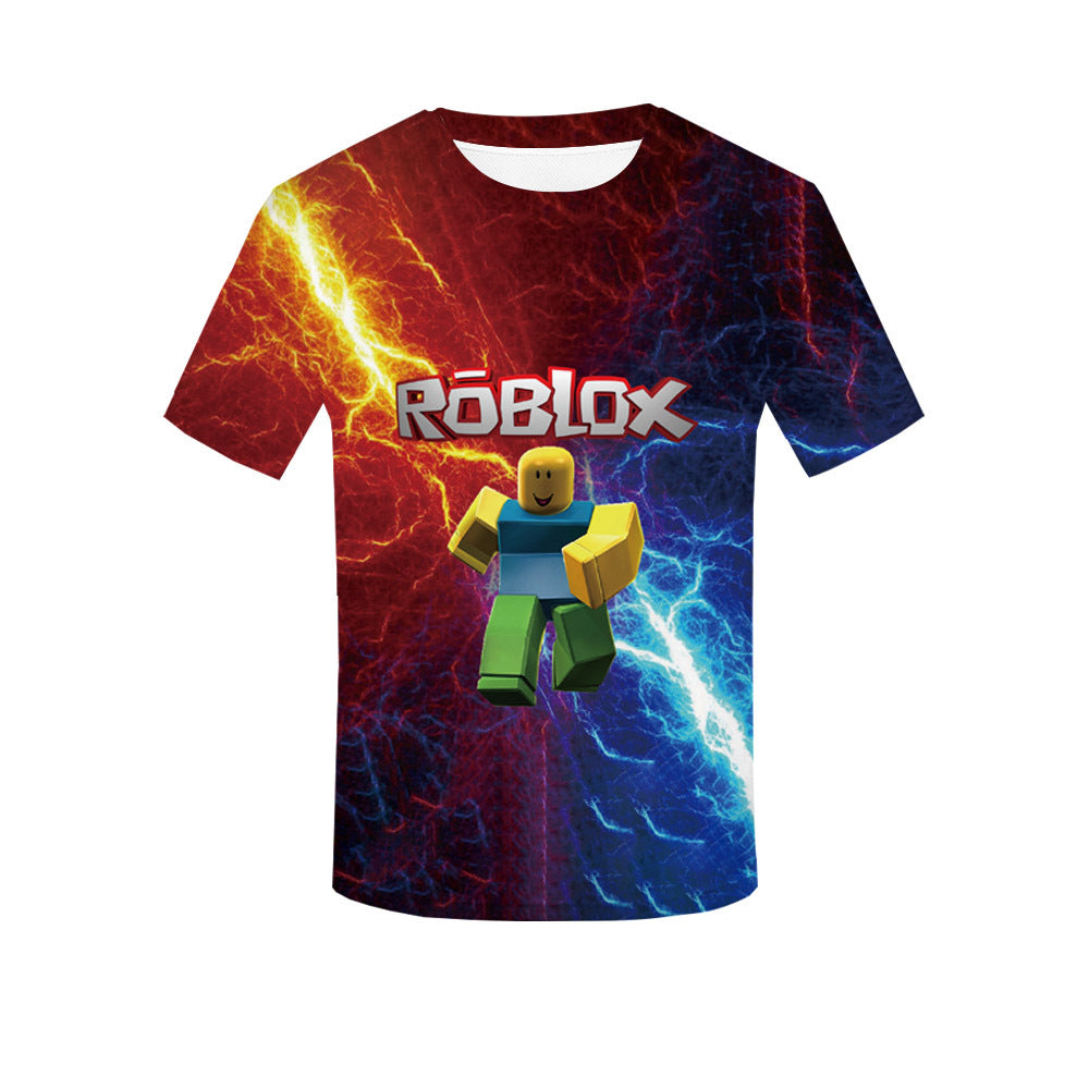 Roblox Kids Boys Summer Casual T-shirt 3d Printed Short Sleeve Crew Neck  Tops