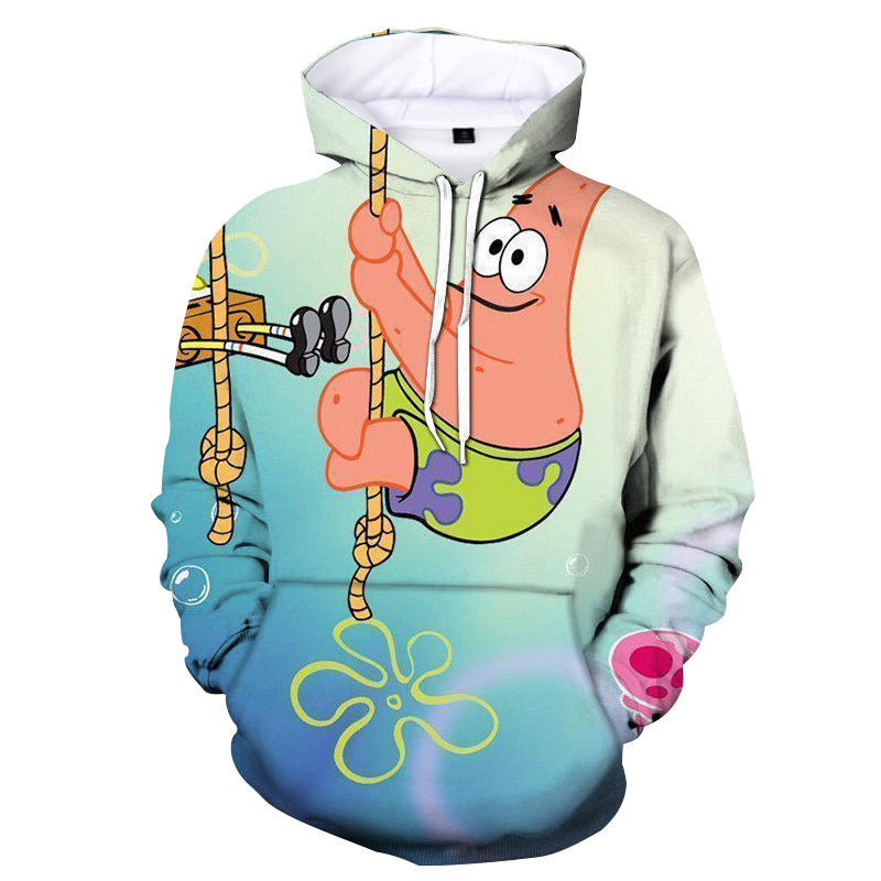 Spongebob Squarepants SIZE XL 15-17 Patrick Star Hooded Sweatshirt Pullover  GRAY