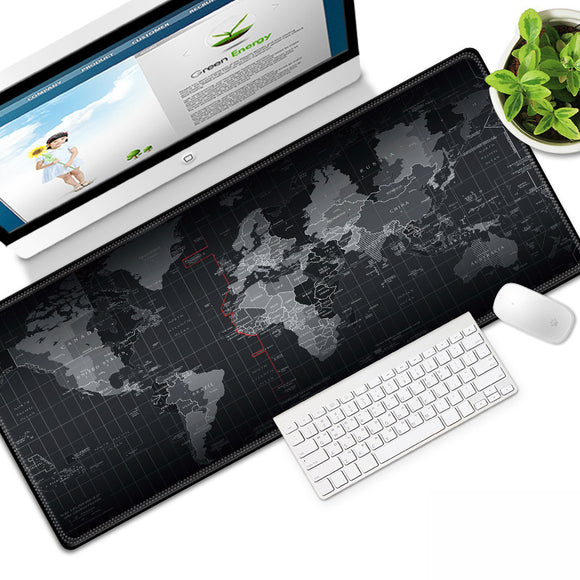 Super Large World Map Gaming Keyboard & Mouse Pad with Stitched Edges