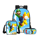 3 Packs Game Super Mario Casual Backpack + Shoulder Bag + Pencil Bag