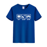 Unisex Funny T-Shirt Eat Sleep Game Graphic Novelty Summer Tee