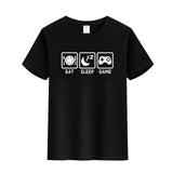 Unisex Funny T-Shirt Eat Sleep Game Graphic Novelty Summer Tee
