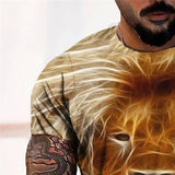 3D Graphic Prints Lion Design Men's T-Shirt Short Sleeve Tops