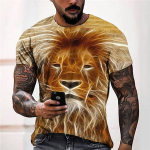 3D Graphic Prints Lion Design Men's T-Shirt Short Sleeve Tops