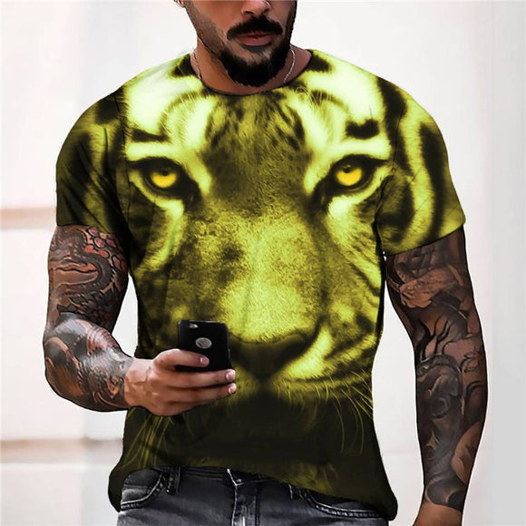 3D Graphic Prints Tiger Design Men's T-Shirt Short Sleeve Tops