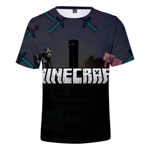 Hot Game Cartoon Minecraft 3D Printed Casual Sports T-Shirts Summer Top for Adult Kids