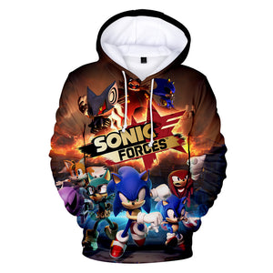 Hot Cartoon Sonic the Hedgehog Forces Jumper Casual Sports Hoodies for Kids Youth Adult