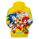 2020 New Comedy Cartoon Sonic the Hedgehog Yellow Jumper Casual Sports Hoodies for Kids Youth Adult