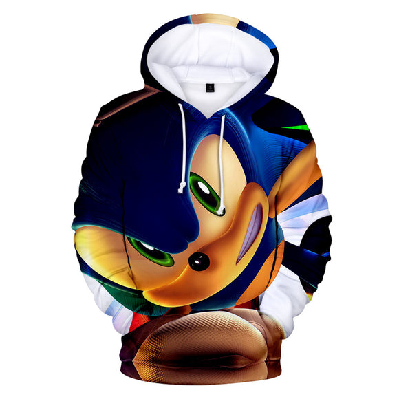 2020 New Comedy Cartoon Sonic the Hedgehog Dark Blue Jumper Casual Sports Hoodies for Kids Youth Adult