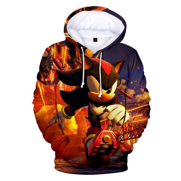 2020 New Comedy Cartoon Sonic the Hedgehog Orange Jumper Casual Sports Hoodies for Kids Youth Adult