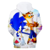2020 Hot Cartoon Sonic the Hedgehog White Jumper Casual Sports Hoodies for Kids Youth Adult