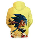 2020 Hot Cartoon Sonic the Hedgehog Yellow Jumper Casual Sports Hoodies for Kids Youth Adult