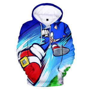 2020 Hot Cartoon Sonic the Hedgehog Blue Jumper Casual Sports Hoodies for Kids Youth Adult