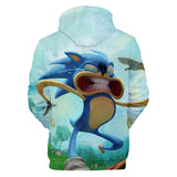 2020 Hot Cartoon Sonic the Hedgehog Light Blue Jumper Casual Sports Hoodies for Kids Youth Adult