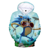 2020 Hot Cartoon Sonic the Hedgehog Light Blue Jumper Casual Sports Hoodies for Kids Youth Adult