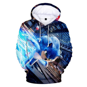 2020 Hot Cartoon Sonic the Hedgehog Blue Jumper Casual Sports Hoodies for Kids Youth Adult