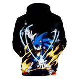 2020 Hot Cartoon Sonic the Hedgehog Black Jumper Casual Sports Hoodies for Kids Youth Adult