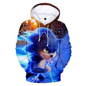 2020 Hot Cartoon Sonic the Hedgehog Orange Blue Jumper Casual Sports Hoodies for Kids Youth Adult