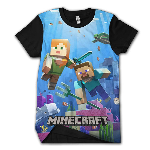 Minecraft 3D All Print Casual T-Shirts Unisex for Adults & Kids
