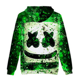 3D Print Fortnite DJ Marshmello Long Sleeve Green Hoodie for Kids Youth Adult