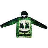 3D Print Fortnite DJ Marshmello Long Sleeve Green Hoodie for Kids Youth Adult
