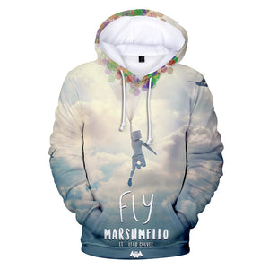 3D Print Fortnite Fly DJ Marshmello Long Sleeve Sky Hoodie for Kids Youth Adult