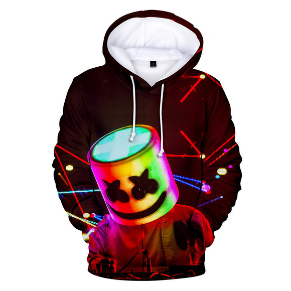 3D Print Fortnite DJ Marshmello Long Sleeve Dark Brown Hoodie for Kids Youth Adult