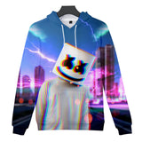 3D Print Fortnite DJ Marshmello Long Sleeve Blue Pink Hoodie for Kids Youth Adult