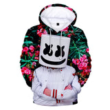 3D Print Fortnite DJ Marshmello Long Sleeve Flower Hoodie for Kids Youth Adult