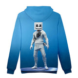 3D Print Fortnite DJ Marshmello Long Sleeve Blue Hoodie for Kids Youth Adult