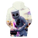 3D Fortnite White DJ Marshmello Long Sleeve Hoodie for Kids Youth Adult