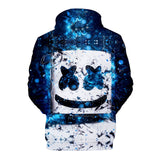 3D Fortnite DJ Marshmello Blue Flower Long Sleeve Hoodie for Kids Youth Adult