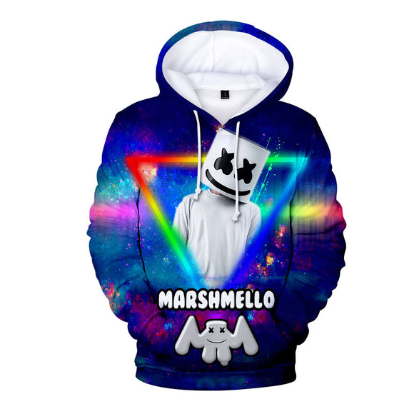3D Fortnite DJ Marshmello Color Long Sleeve Hoodie for Kids Youth Adult